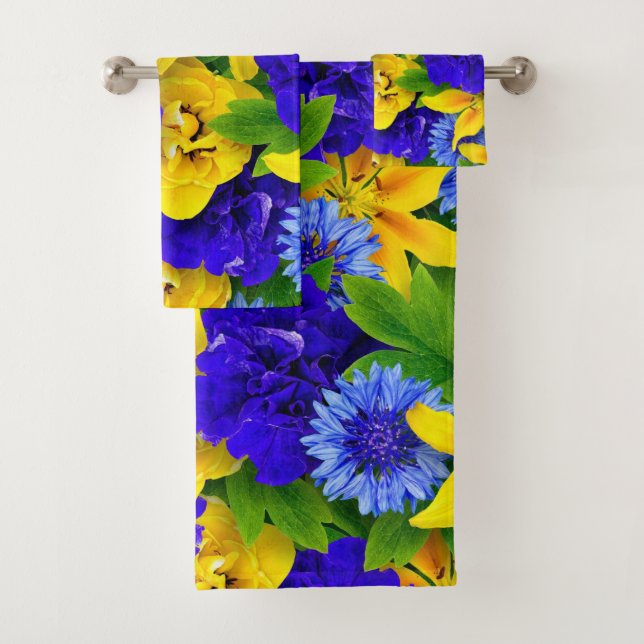 Conjunto De Toalhas Elegante aquosa cor floral decorativa ocular (Insitu)