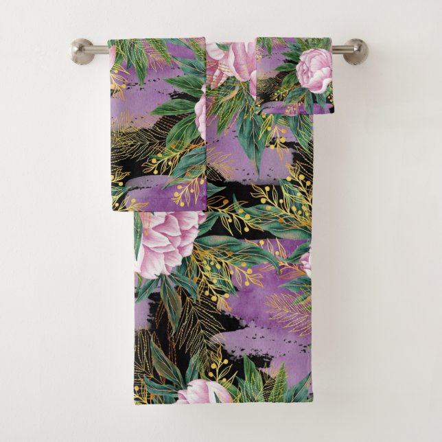 Conjunto De Toalhas Elegante aquosa cor floral decorativa ocular (Insitu)