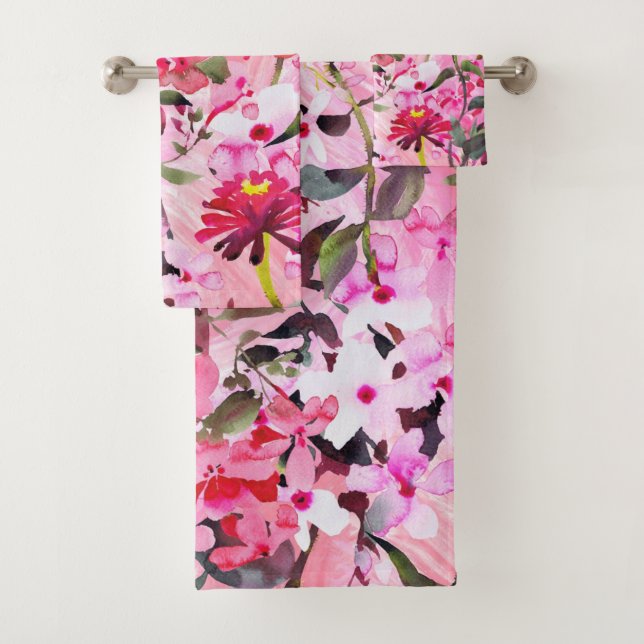 Conjunto De Toalhas Elegante aquosa cor floral decorativa ocular (Insitu)