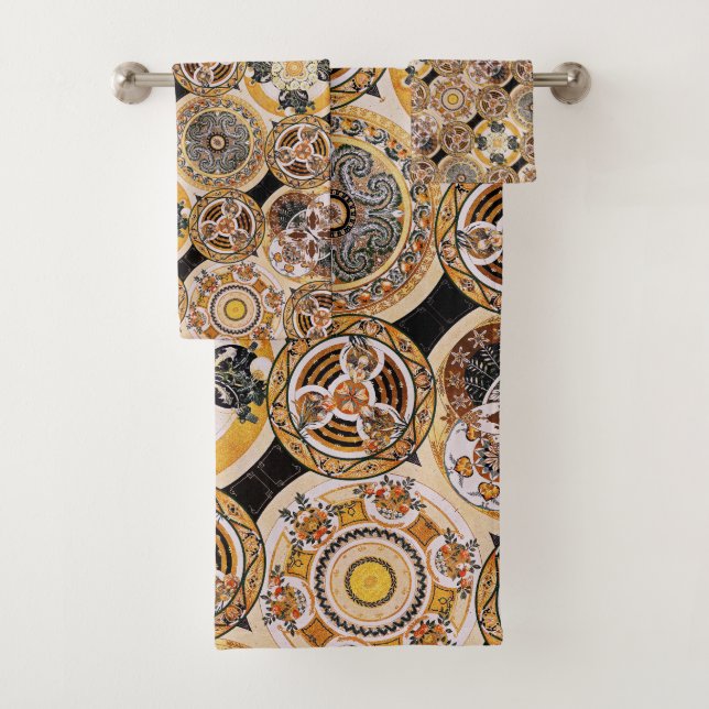 Conjunto De Toalhas Elegante Arte Decorativa Nouveau Dourado Padrão Br (Insitu)