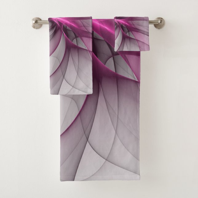Conjunto De Toalhas Elegante Caos Moderno, Abstrato, Arte Fractal Rosa (Insitu)
