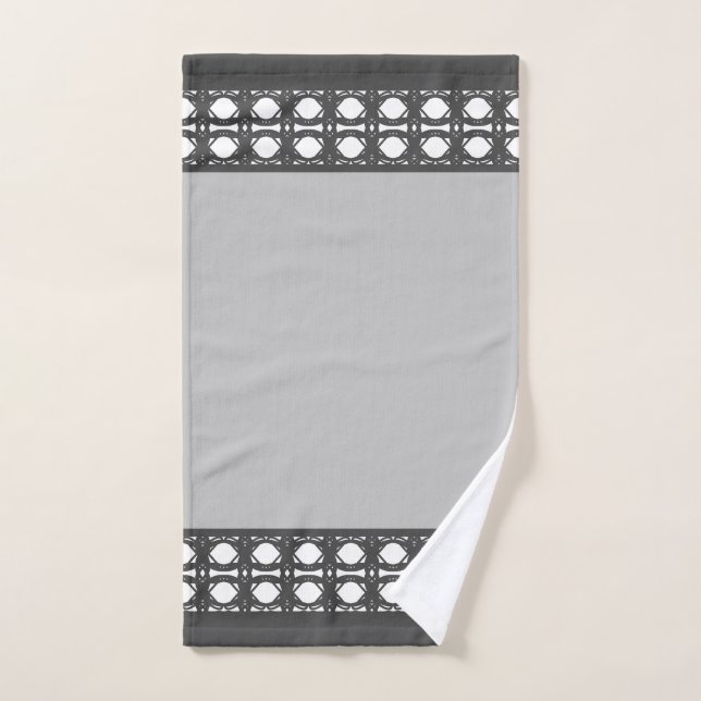 Conjunto De Toalhas Elegante Cinza Prata e Branco (Toalha de mão)
