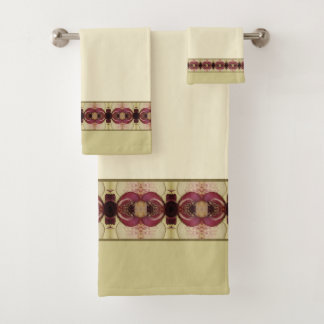 Conjunto De Toalhas Elegante Cream Burgundy e Beige