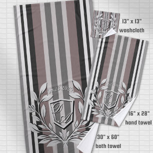 Conjunto De Toalhas Elegante Crest Earth Tones Brown Savannah Stripes