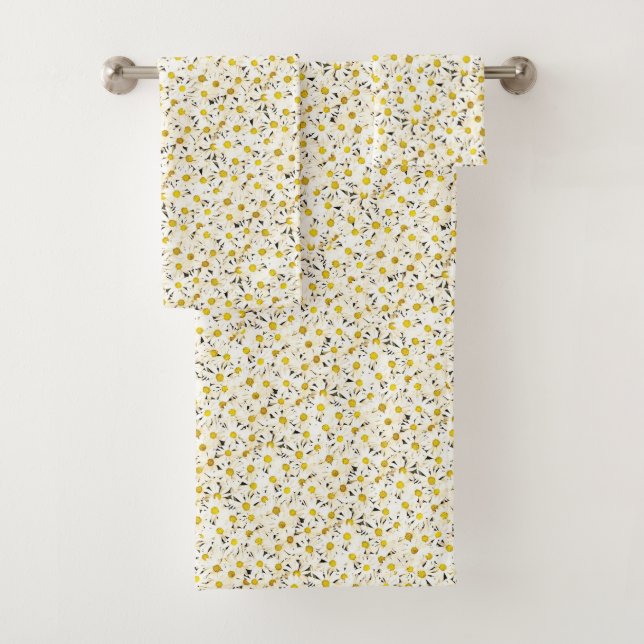 Conjunto De Toalhas Elegante Daisies Yellow E White Trendy Modelo (Insitu)