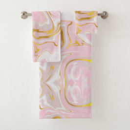 Conjunto De Toalhas Elegante Dourado    MarbleModern    ChicBath T