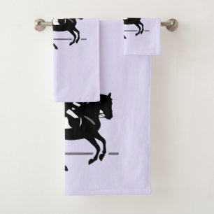 Conjunto De Toalhas Elegante Dressage Rider Executando um Pirouette