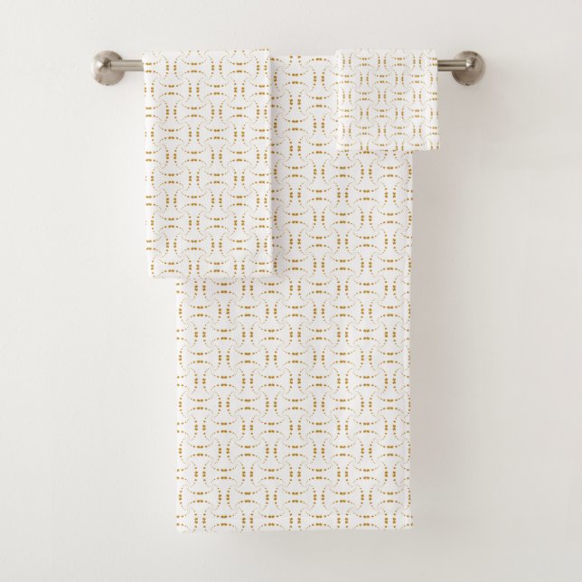 Conjunto De Toalhas Elegante forma geométrica dourada abstrata em bran (Insitu)