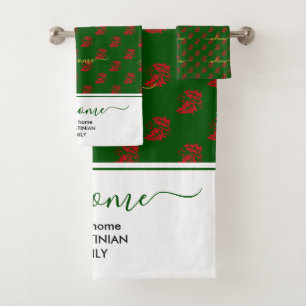 Conjunto De Toalhas Elegante Holly Christmas Welcome