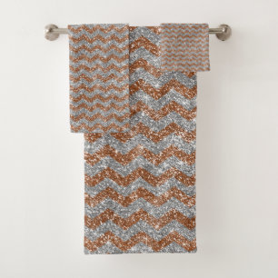 Conjunto De Toalhas Elegante Largura Dourada Chevron Zig Zag Design