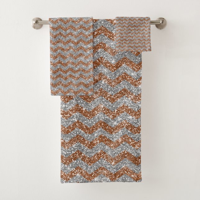Conjunto De Toalhas Elegante Largura Dourada Chevron Zig Zag Design (Insitu)