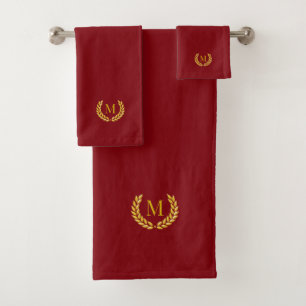 Conjunto De Toalhas Elegante Louro Dourado & Monograma em Marrom