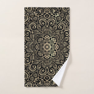 Conjunto De Toalhas Elegante Mandala Dourada Chic