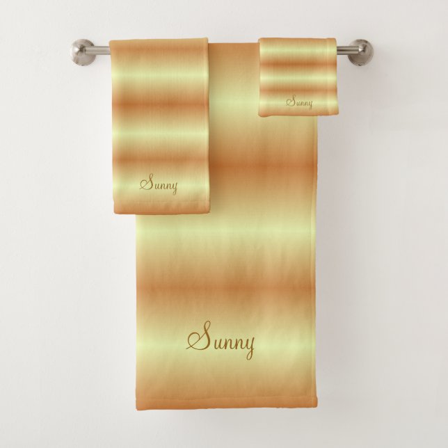 Conjunto De Toalhas Elegante Marrom Dourado & Amarelo (Insitu)
