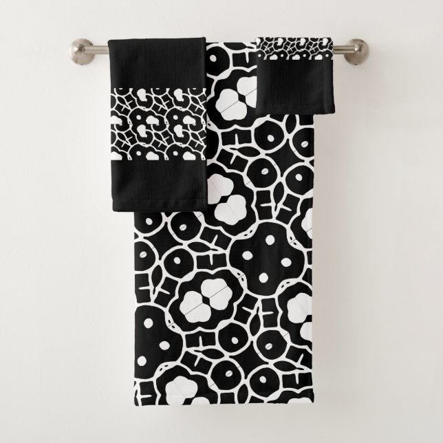 Conjunto De Toalhas Elegante Moderno na moda preto e branco Banho de B (Insitu)