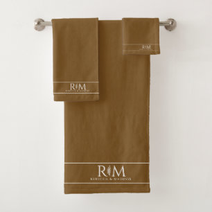 Conjunto De Toalhas elegante Monograma Botânico de Casal