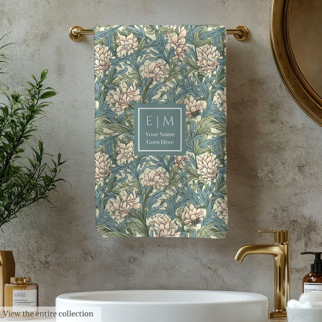 Conjunto De Toalhas Elegante Morris Inspirou Pimpernel Floral Pastel (Elegant Morris Inspired Pimpernel Floral Pastel Bath Towel Set)
