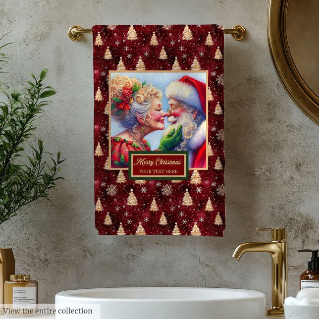 Conjunto De Toalhas Elegante Natal Sr. e Sra. Claus Bath Towel (Elegant Christmas Mr. and Mrs. Claus Bath Towel)