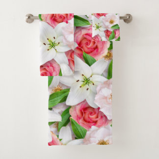 Conjunto De Toalhas Elegante padrão floral em aquarela decorativo e at