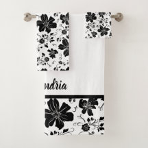elegante padrão floral monocromático branco preto