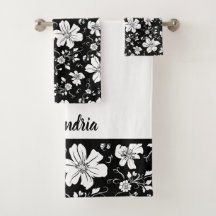 elegante padrão floral monocromático preto branco