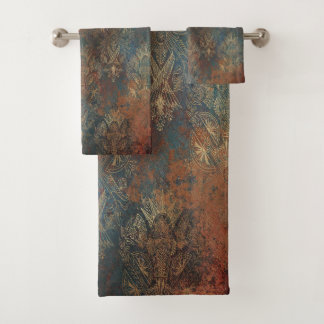 Conjunto De Toalhas Elegante Patina de Cobre Verde Teal