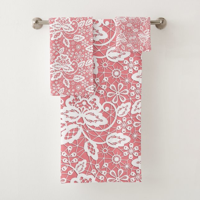 CONJUNTO DE TOALHAS ELEGANTE PINK PEACH LATHROOM TOWEL SET (Insitu)