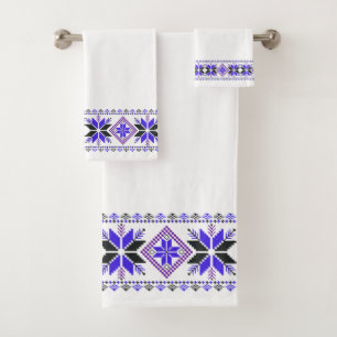 Conjunto De Toalhas Elegante Quadro de Vetor de Estrela Azul em Branco
