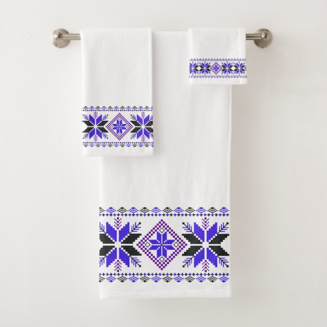 Conjunto De Toalhas Elegante Quadro de Vetor de Estrela Azul em Branco (Insitu)