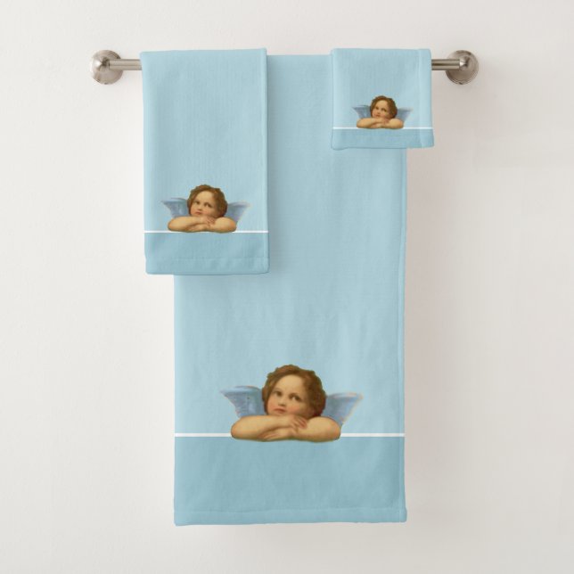 Conjunto De Toalhas Elegante Querubim de Rafael em Azul Claro (Insitu)