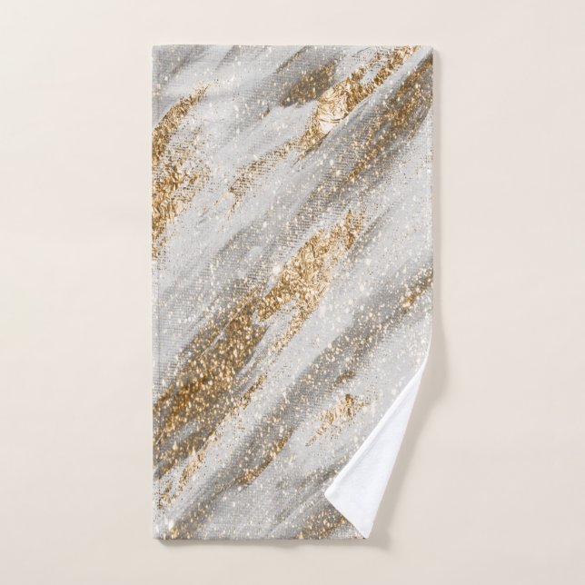 Conjunto De Toalhas Elegante toque de brilho dourado (Toalha de mão)