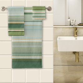 Conjunto De Toalhas Elegante Verde Pinho Turquesa Pálido Listrado