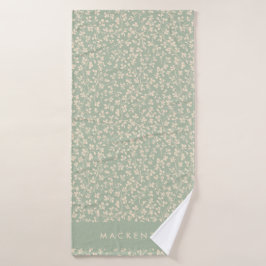 Conjunto De Toalhas Elegante Verde Salvia Botânico Personalizado