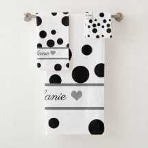 Elegante White, Polkadot Silver Heart Personalizad