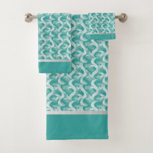 Conjunto de Toalhas Elegantes Abstratas Aqua