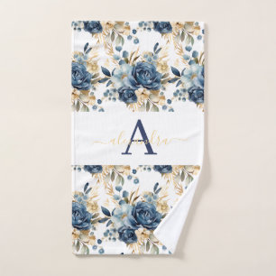 Conjunto de Toalhas Elegantes com Floral Azul e Do