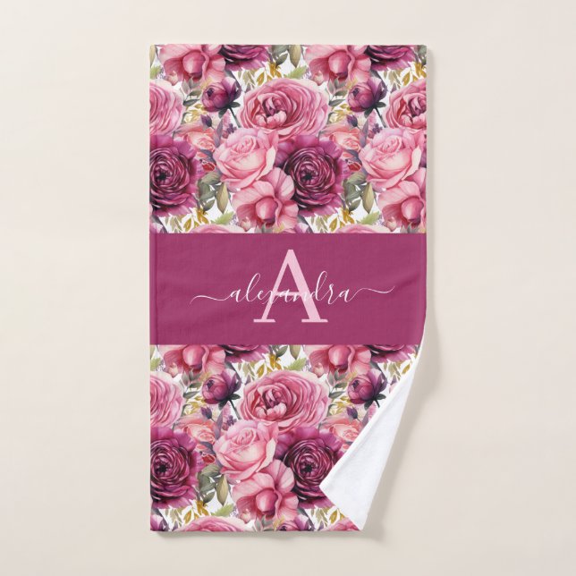 Conjunto de Toalhas Elegantes com Floral Rosa Bril (Toalha de mão)
