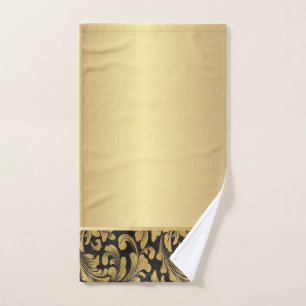 Conjunto De Toalhas Elegantes espirais preto dourado antigo com estilo
