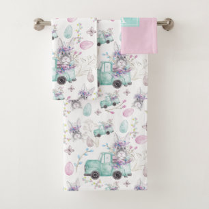 Conjunto De Toalhas Elementos de Aquarela Personalizados da Páscoa Pr