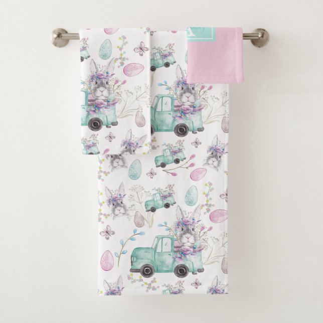 Conjunto De Toalhas Elementos Personalizados de Aquarela de Páscoa pri (Insitu)