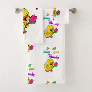 Conjunto De Toalhas Em Todas As Coisas Dá Aos Obrigados O Pintinho Tul