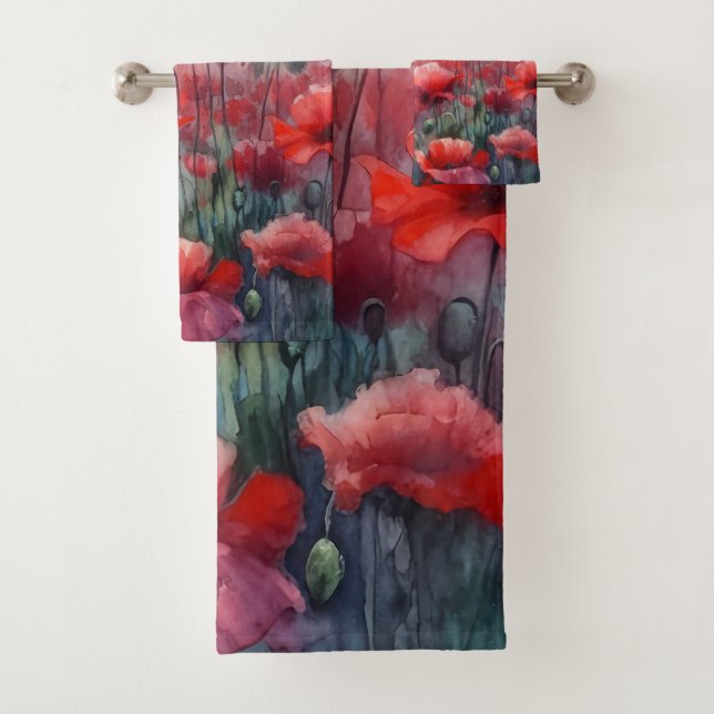 Conjunto De Toalhas Encantando Campo de Poppies (Insitu)