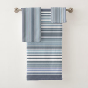Conjunto De Toalhas Enfumaçado Blue Lavanda Stripes