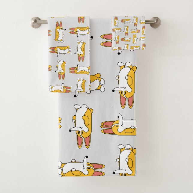 Conjunto De Toalhas Engraçado Cartoon Corgi Pattern (Insitu)