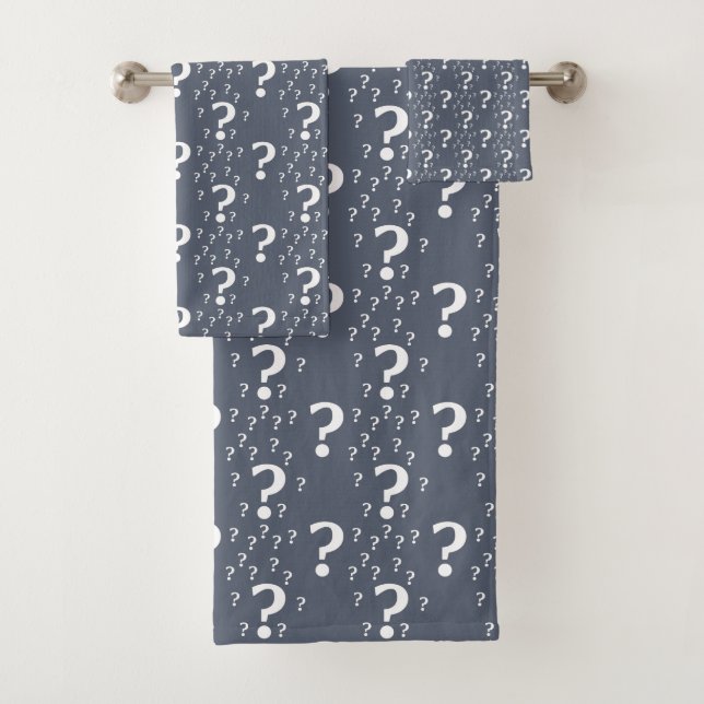 Conjunto De Toalhas enigma ponto de interrogação puzzle azul-cinza (Insitu)