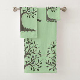 Conjunto De Toalhas 🌳 Ensemble de Serviettes de Bain Arbre de Vie