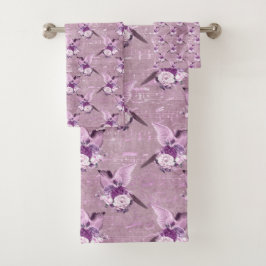 Conjunto De Toalhas Ephemera Lavendar Paper Series Design 10