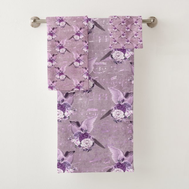 Conjunto De Toalhas Ephemera Lavendar Paper Series Design 10 (Insitu)