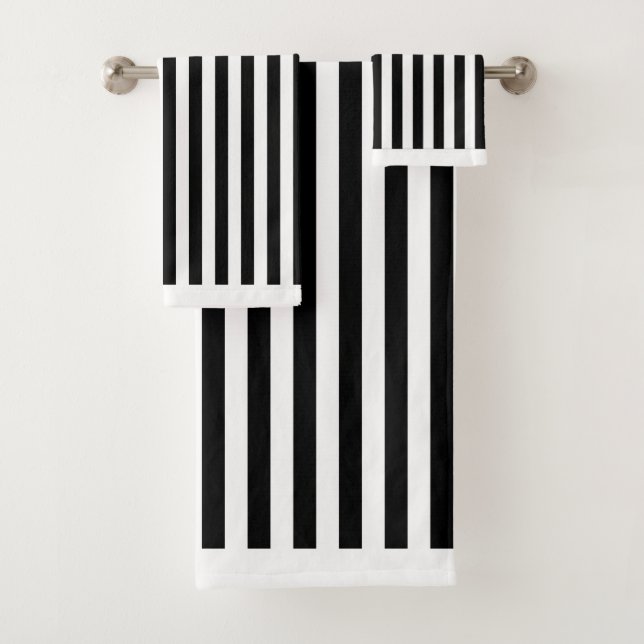 Conjunto De Toalhas Equipe Black White Stripe (Insitu)