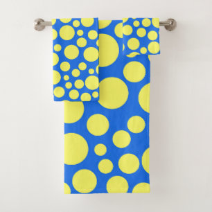 Conjunto De Toalhas Ervilhas amarelas sobre fundo azul-céu